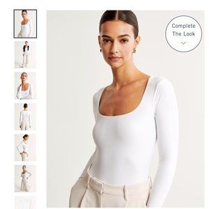 Abercrombie & Fitch White Long Sleeved Body Suit